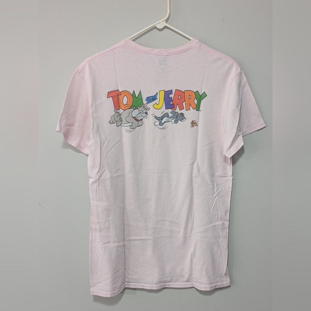 PacSun Women's Tom & Jerry Graphic T Shirt Size Medium Light Pink Short Sleeve